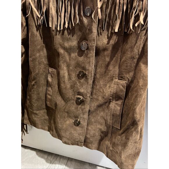 Esprit Brown Fringe Jacket Woman’s Size Small - Picture 3 of 9